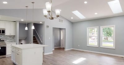 Spacious common area in a modern assisted living facility