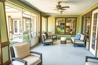 Interior common area with seating and windows