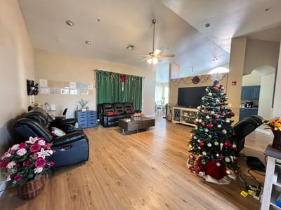 Interior common area with holiday decorations