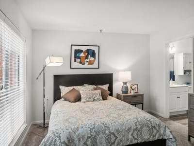 Cozy interior view of a resident bedroom