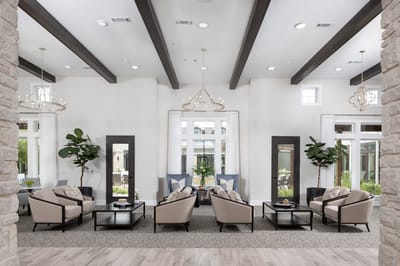 Bright and inviting common area with modern seating
