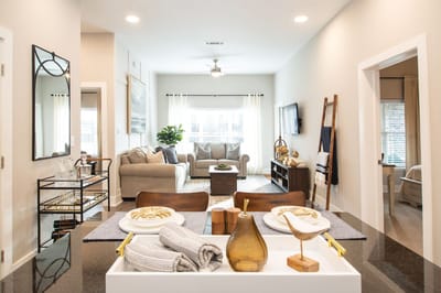 Modern interior view of a common area with decor