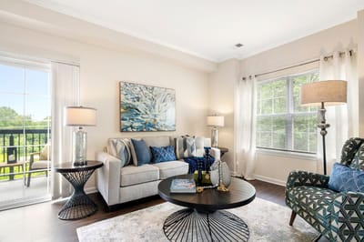 Bright interior living area with furniture and decor
