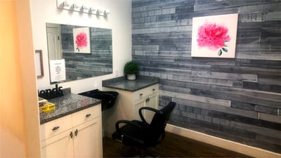 Interior view of a beauty salon area