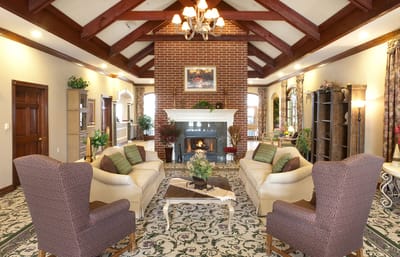 Interior view of a common area with seating