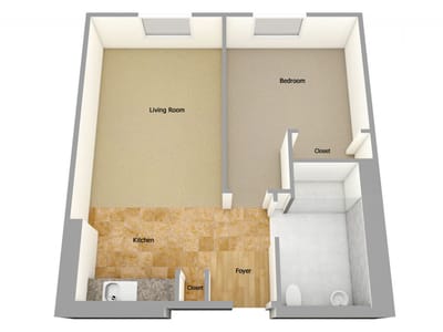 Architectural floor plan of a resident unit