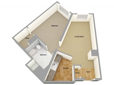 Architectural floor plan of a living unit