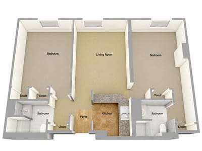 Architectural floor plan of a resident unit layout