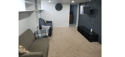Cozy common area with sofas and decor