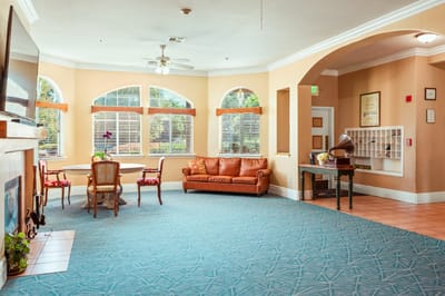 Bright lounge area with seating and natural light