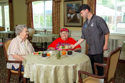 Residents enjoying lunch in the dining room