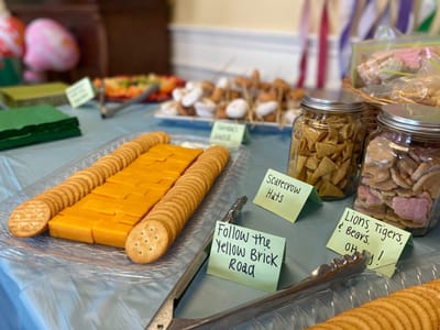 A table set with snacks for an event.