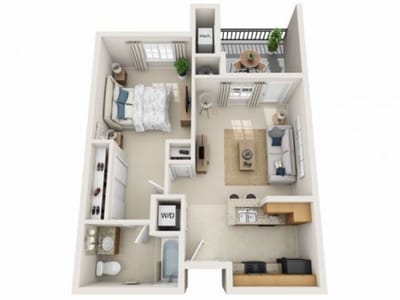 Architectural floor plan of a living unit