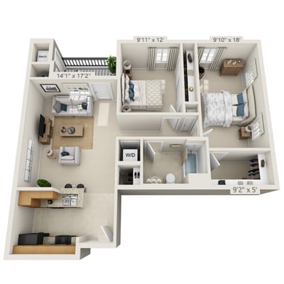 Floor plan of a spacious resident unit