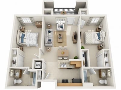 Architectural floor plan of a resident unit layout