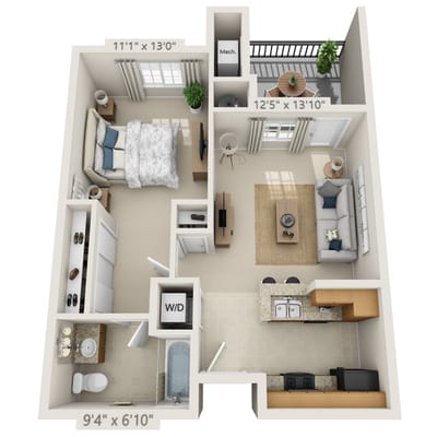 Architectural floor plan of a resident unit
