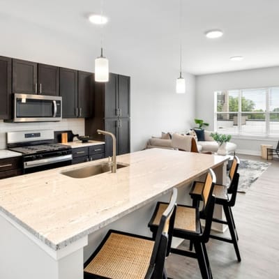 Modern kitchen interior of a senior living facility