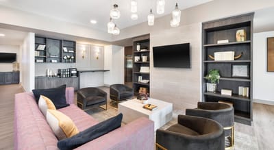 Bright and inviting common area with cozy seating