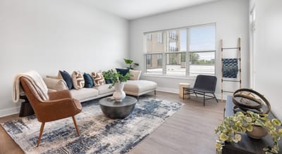 Stylish living area in a senior care facility
