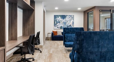 Interior common area with seating and art