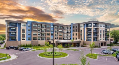 Exterior view of McDowell Point's facility with landscaping
