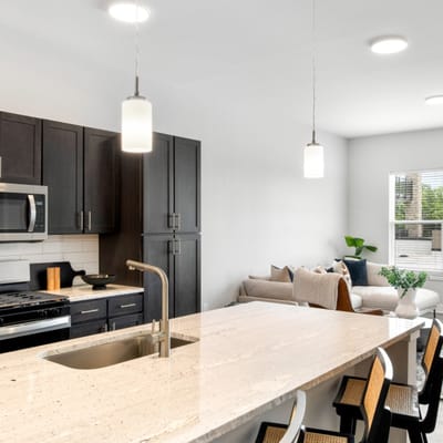 Modern kitchen area in a senior living facility