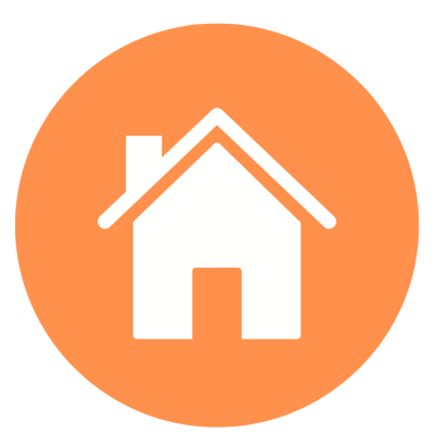 Simple house icon on an orange background