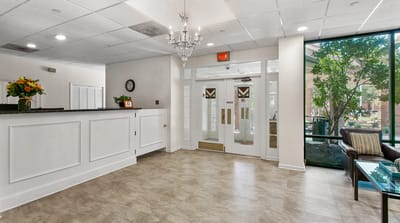 Bright and welcoming interior lobby of Mt Vernon Village