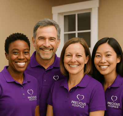 Staff members of Precious Hospice smiling together