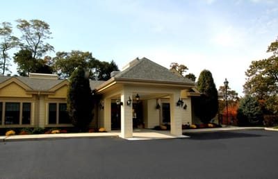 Exterior view of a senior care facility entrance