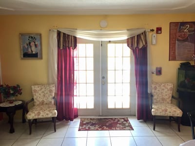 Welcoming lobby area with seating and natural light