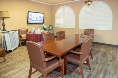 Common area with a dining table and chairs