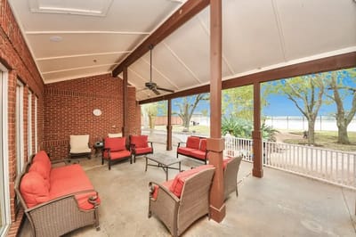 Outdoor seating area with comfortable chairs