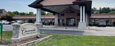 Exterior view of Cascade Senior Care Center entrance.