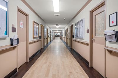 Long hallway in a senior care facility