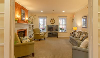 Bright and cozy common area with seating