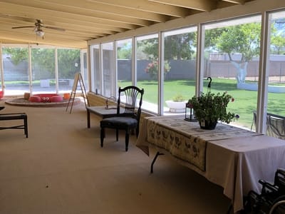 Bright sunroom with a view of the garden
