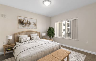 Cozy bedroom interior with natural light