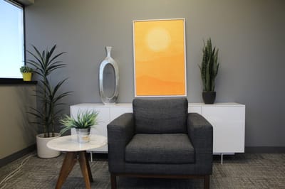 Cozy interior space with chair and plants