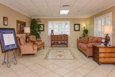Comfortable common area with seating and decor