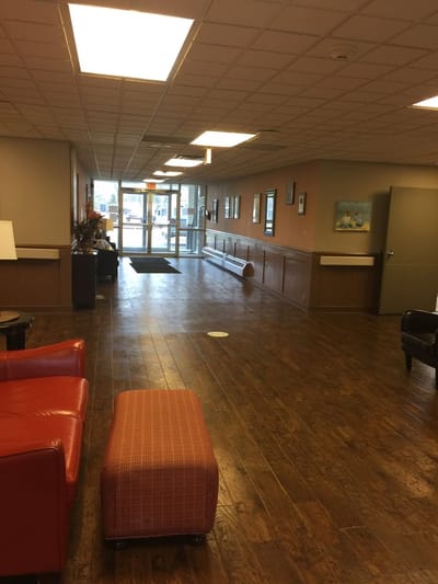 Interior view of a hallway in the facility