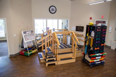 Interior activity space with rehabilitation equipment