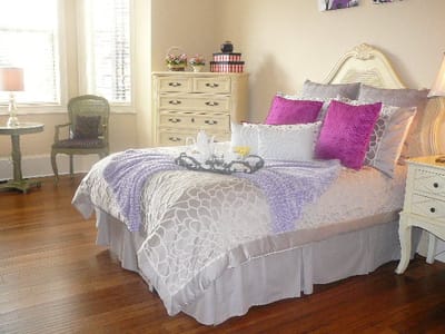 A well-decorated resident bedroom with floral elements