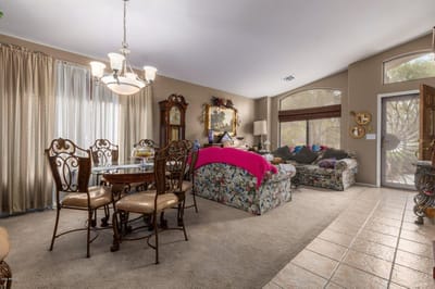 Cozy interior of a common area with dining set