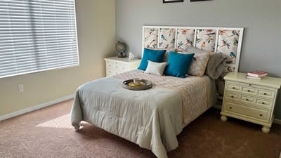 Cozy private bedroom in a senior living facility