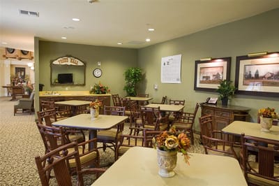 Interior dining area with tables and decor