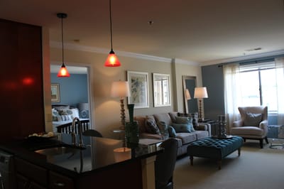 Modern interior living space in an assisted living facility