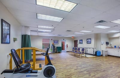 Interior view of a therapy room with equipment