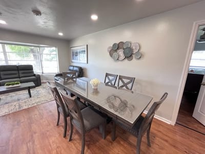 Dining area with a modern table and chairs