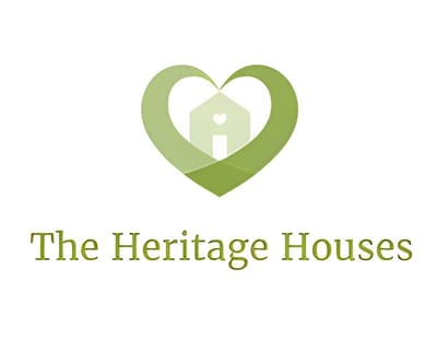 The Heritage House of Garland, assisted living in Garland, TX — Logo design featuring a heart and house icon